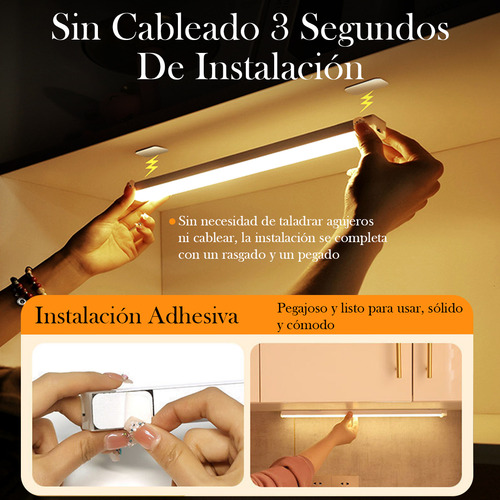 Time4buy 6pzs Con Sensor Movimiento 30cm Luz Led Clóset Usb 3000k, Luz Con Sensor Inteligente, Modo De Sensor Multifunción