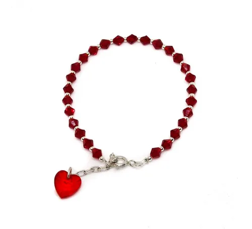 comprar Pulsera Cristal Dije Corazón Plata 925