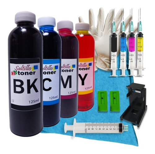 Imagen 1 de 4 de Kit Recarga 125ml Para Cartuchos De Tinta Canon Y Hp