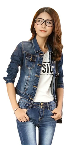Chaqueta Corta De Mezclilla Para Mujer, Corte Ajustado, Eleg