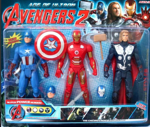 3 Muñecos Vengadores Avenger Capitan Iron Man Thor Juguete 