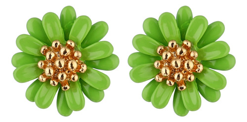 Daisy Flower Stud Earrings For Girl, Metal Color:green