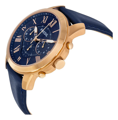 Reloj Fossil Fs4835 Hombre Cuero Azul Marino Analógico