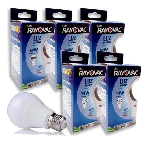 Lampara Led Blanca Rayovac 14w 100w 1521 Lumens E27 Pack X6 Color de la luz Blanco frío