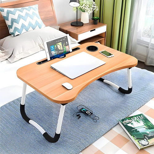 Mesa Desayunadora Plegable Cama Sillón Notebook Home Office Madera Claro