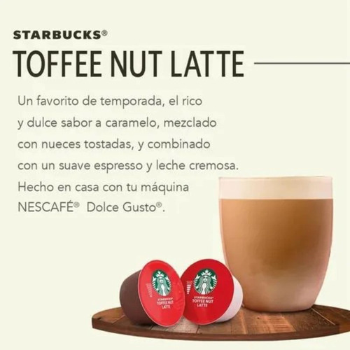Starbucks Toffee Nut Latte 100 Caps. Dolce Gusto 50 Bebida