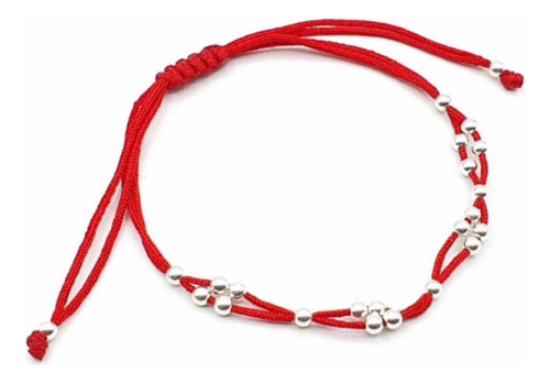 Pulsera Macrame Con Bolitas Deslizables Plata 925 Hecha Mano