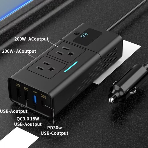 Inversor De Corriente Para Coche 200w Dc 12v A 220v