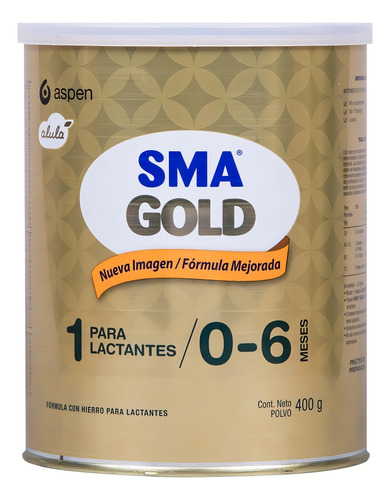 Leche de fórmula en polvo Aspen SMA Gold 1 en lata de 1 de 400g - 0  a 6 meses