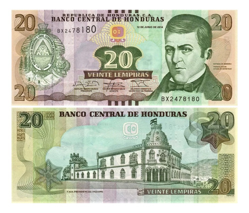 Grr-billete De Honduras 20 Lempiras 2014 - Papel