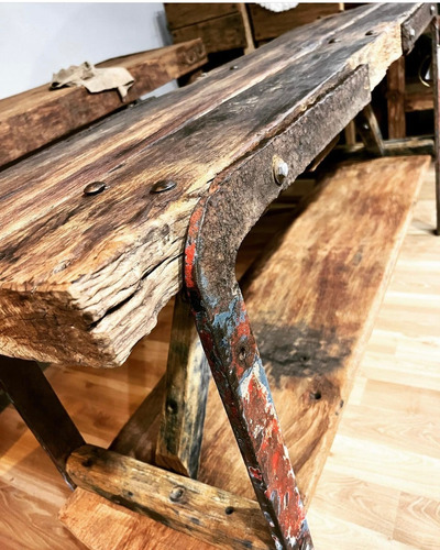 Mesa Arrime Consola De Madera Lapacho Y Hierro Viejo