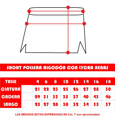 Short Pollera De Algodón Y Lycra Para Niñas - Guimel Kids