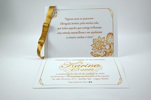 Imagem 2 de 3 de Convite Para 15 Anos Com Coroa Personalizado - 30 Unidades