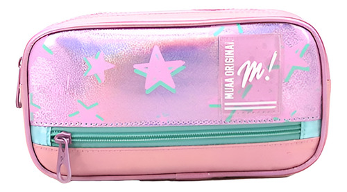 Cartuchera Escolar Muaa Con Bolsillo Color Rosa Estrellas