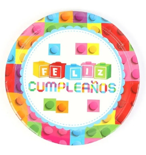 Plato Lego × 6 Para Cotillón Cumpleaños Fiestas Unisex