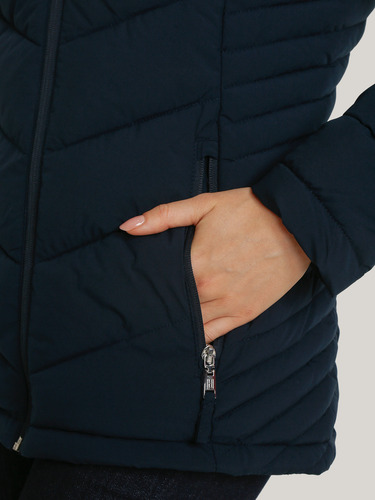 Parka Mujer Solid Acolchada Gorro Azul Tommy Hilfiger
