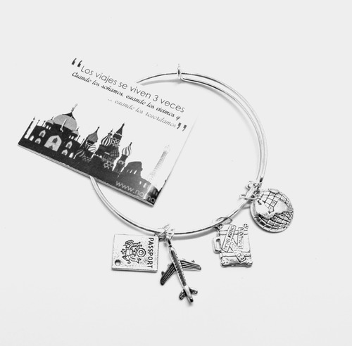 Pulsera Viajero Wanderlust Pulsera  4 Dijes Avion Viaje