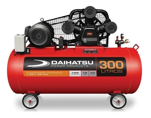 Compresor de aire eléctrico Daihatsu V-Belt Driven CW70300-3 trifásico 300L 7hp 380V 50Hz rojo