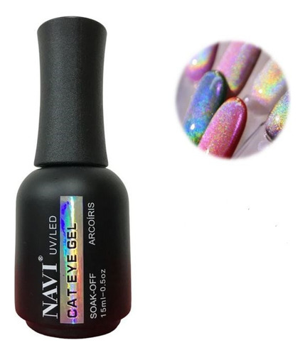 Navi 15ml Gel Arcoiris Holografico Ojo De Gato Uv/led