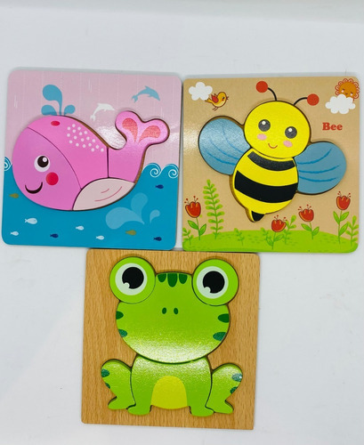 6 Rompecabezas De Madera Con Figuras De Animales Didactico