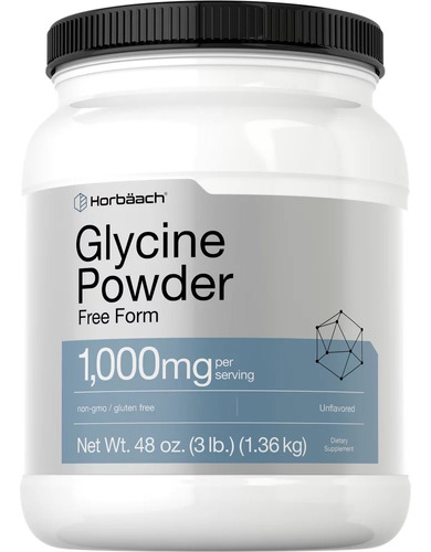 Horbaach Glicina En Polvo 1000 Mg 48 Oz Glycine Powder Sabor Sin Sabor