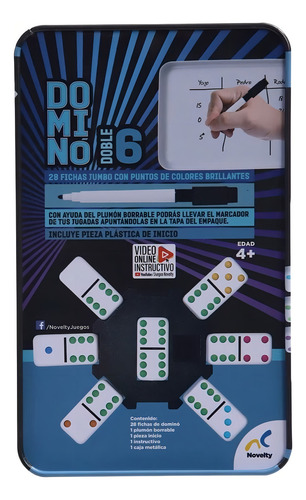 Juego De Mesa Domino Doble 6 Con 28 Fichas Jumbo Novelty