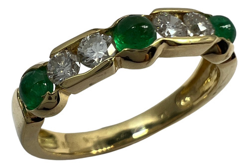 Anillo Churumbela De Oro Con Diamantes Y Jades Naturales