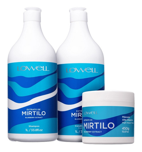 Lowell Extrato De Mirtilo Shampoo Condicionador Máscara Full