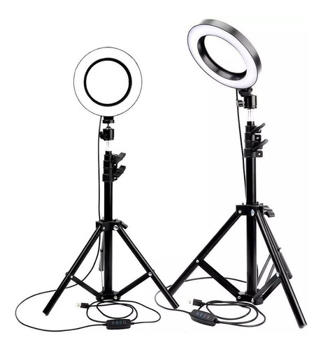 Tripé 2.1 M Luz Ring Light 26cm Led Youtube Tiktok Make Foto Cor da estrutura Preto Cor da luz Branco-neutro 110V/220V (Bivolt)