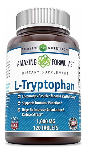 L-tryptophan 1000mg (120 Cápsulas) Amazing Fórmulas Hecho Eu Sabor Sin Sabor