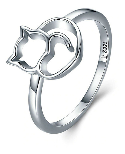 Imagem 1 de 6 de Anel Feminino Debutante Gato Em Prata 925 Jerry