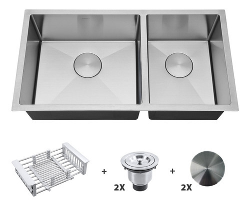 Cuba Dupla Pia Cozinha Gourmet Arell Inox 453040 Acessórios Cor Cinza