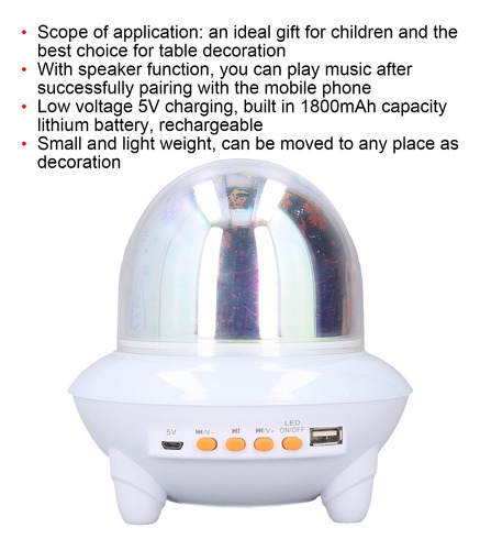 Bocina De Luz Nocturna Función De Música Rgb Usb Recargable