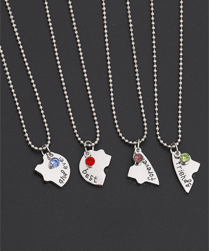 Pack De 4 Collares De Corazón Amor Y Amistad Cadena