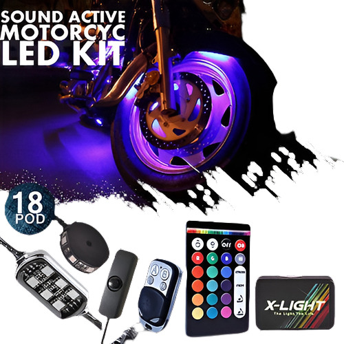 X-light 18pc Motorcycle Led Kit De Luces Neon Under Glow Pod