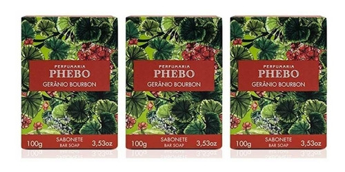 Phebo Gerânio Bourbon Sabonete Barra 100g (kit C/3un)