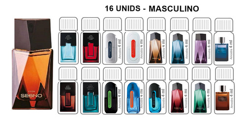 Kit 1 Segno Edp 25ml + Kit 16 Avon Amostras Perfumes Masculinos 4ml