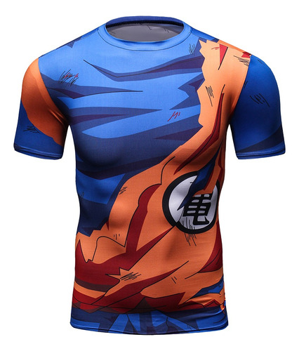 Camiseta Compresiva Goku 3d De Dragon Ball, Manga Corta Gym