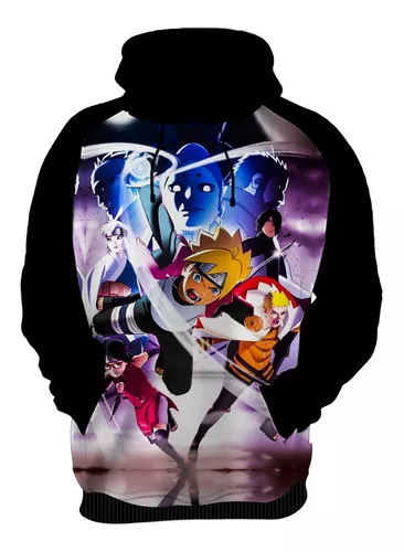 Moletom preto Boruto Karma Desenho Anime Otaku masculino feminino flanelado