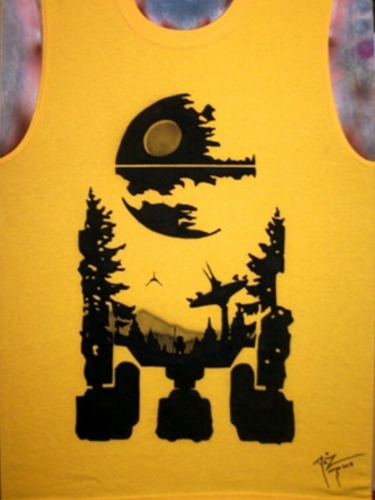 Diseño R2d2 Star Wars En Aerografia Sobre Playera, Cine