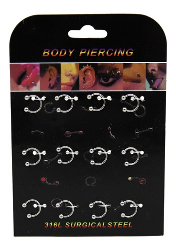Piercing Circular Barbell Acero 12 Pcs 1 Display 1,2x8x3mm