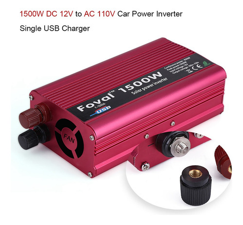 Inversor De Onda Sinusoidal Pura 1500w 12v/110v Dos Enchufe