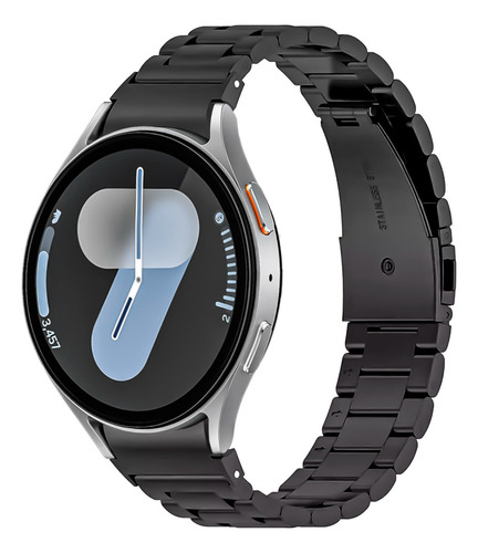 Correa De Eslabones + Funda Con Cristal Para Galaxy Watch 7 Negro/negro 44mm 2 Cm