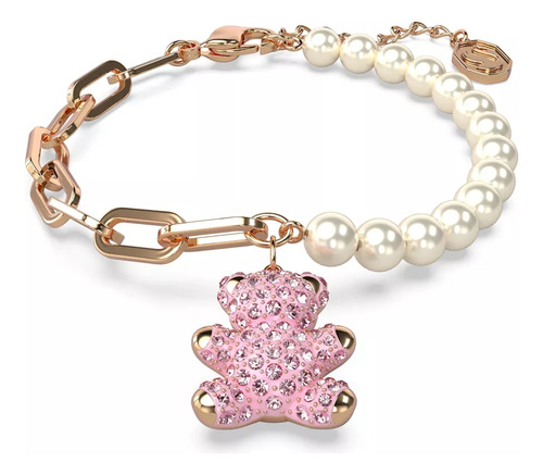 Pulsera Swarovski Teddy, Oso, Rosa, Baño Tono Oro Rosa