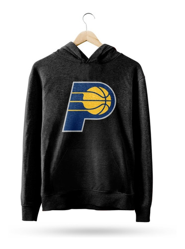  Buzo Canguro Nba Indiana Pacers Logo Simple Negro