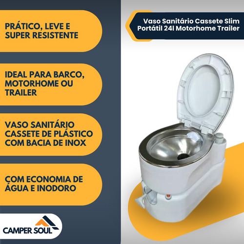 Vaso Sanitário Cassete Slim Portátil 24l Motorhome Trailer