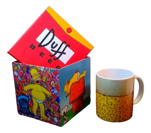 Taza Magica Simpson Duff, Con Estuche De Madera Game Over