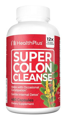 Health Plus Super Colon Cleanse: Limpieza De 10 Días - Desintoxicación 12 Limpiezas, 480 Cápsulas