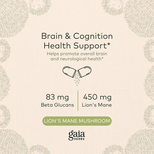 Suplemento Gaia Herbs Lions Mane Mushroom 40 Cápsulas
