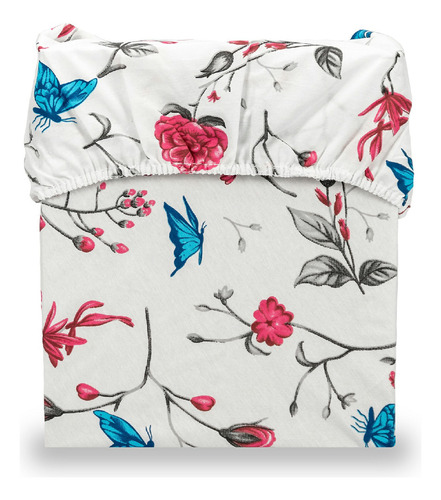Lençol Casal Avulso Com Elástico Estampado 180 Fios 40 Cm Cor Cerejeira Desenho do tecido Estampas